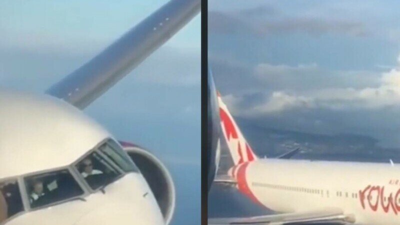  VIDEO Două avioane cu pasageri, surprinse zburând înfricoșător de aproape. Căpitanii s-au filmat între ei