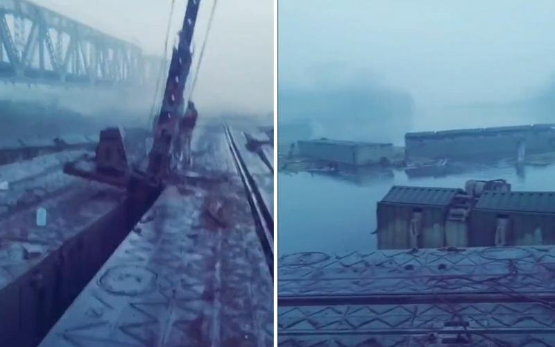  VIDEO HIMARS a distrus podul peste râul Oskil. Vagoane cu muniție rusești plutesc în râu