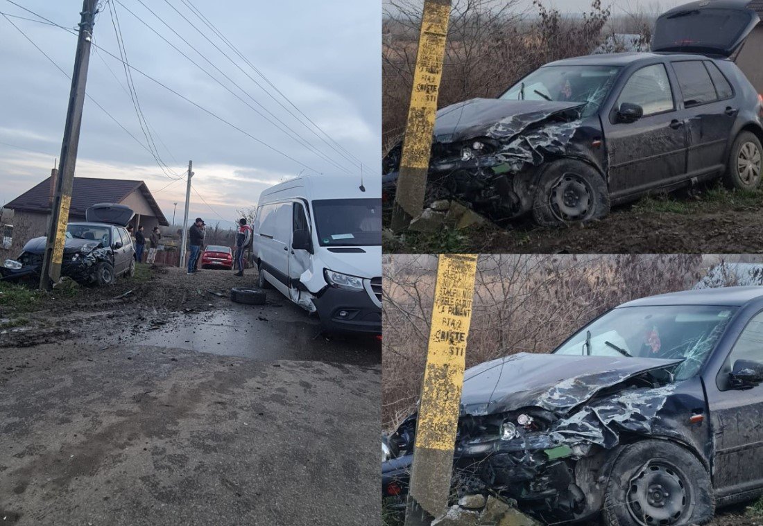 O dubă şi un autoturism s-au ciocnit violent în Holboca: o persoană a ajuns la spital (FOTO)