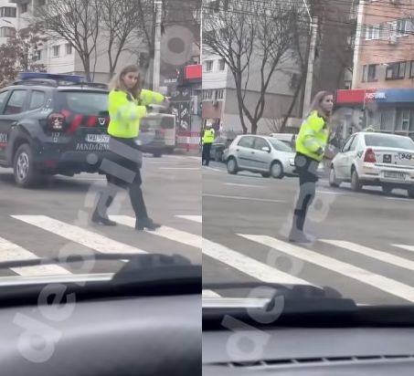  VIDEO Metoda bizară prin care o polițistă din Brăila dirijează traficul