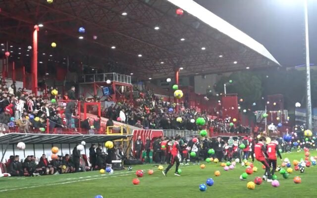  VIDEO O mie de mingi aruncate pe teren la un meci din Turcia, pentru a fi duse copiilor din zonele afectate de cutremure