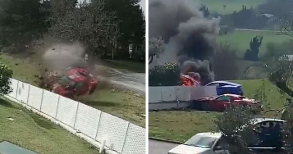  VIDEO Două mașini  Ferrari s-au izbit de același zid în câteva secunde