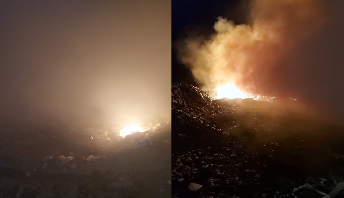  VIDEO: Incendiu la groapa de gunoi Ţuţora. Vântul îngreunează activitatea pompierilor