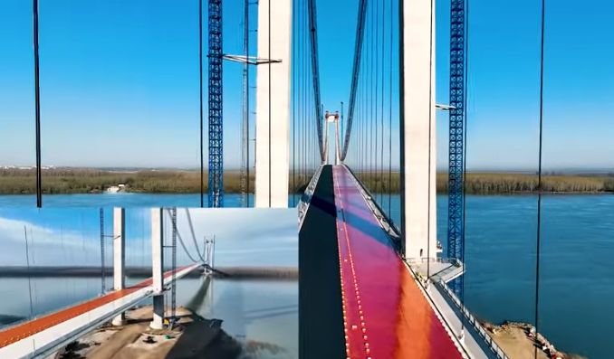  (VIDEO) Imagini spectaculoase cu podul de la Brăila după lucrări de asfaltare