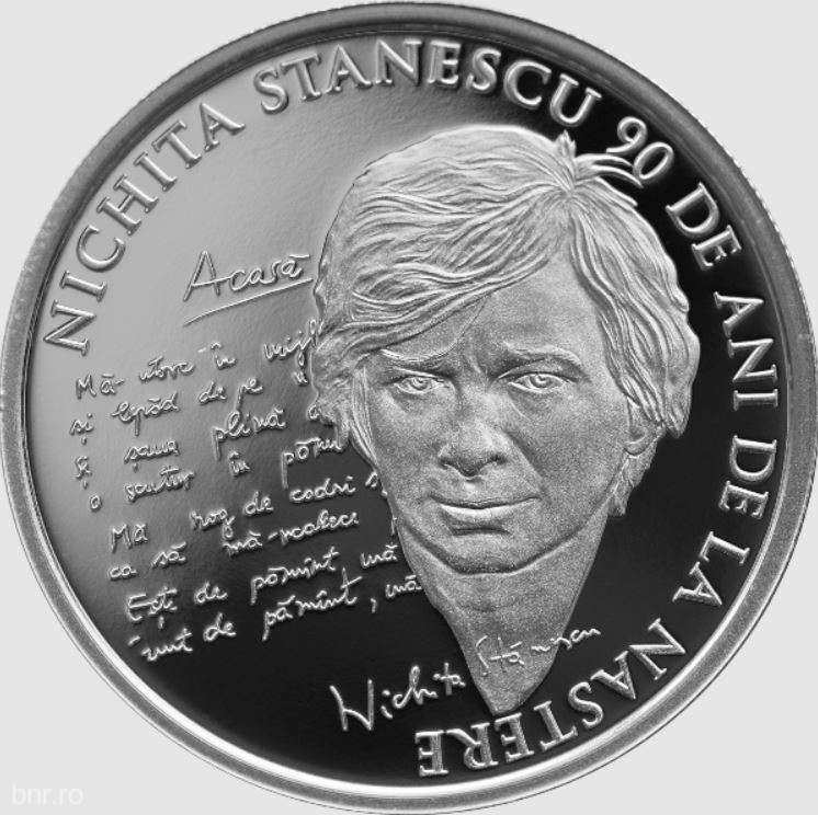  BNR lansează o monedă din argint cu tema 90 de ani de la naşterea lui Nichita Stănescu