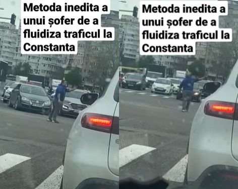  Imagini virale la Constanţa: Un bărbat a dirijat circulaţia într-o intersecţie – VIDEO