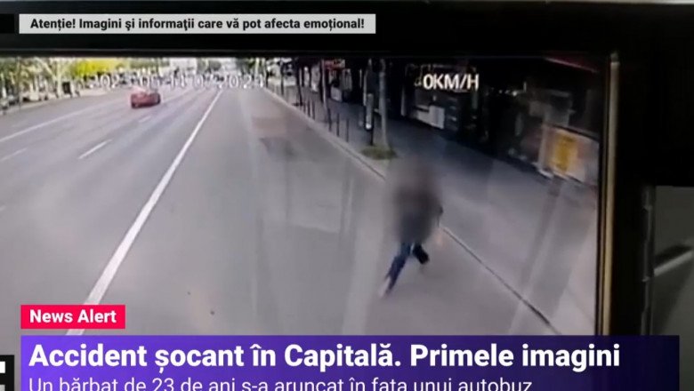  VIDEO: Un bărbat s-a aruncat în faţa autobuzului în Capitală. Imagini cu impact emoţional