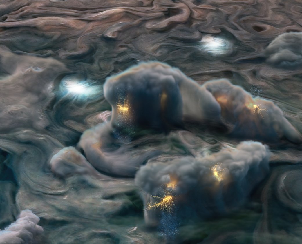  VIDEO Fulgerele de pe Jupiter, spectaculoase ca cele de pe Terra. Imagini trimise de sonda Juno