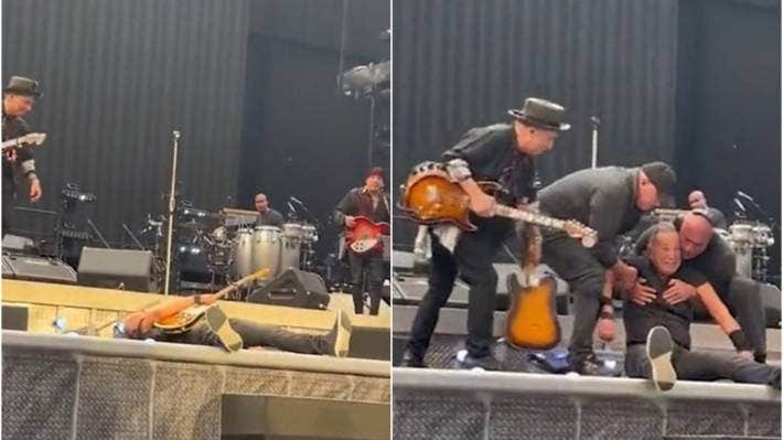  VIDEO Momentul în care Bruce Springsteen cade de pe scenă, în timpul unui concert din Amsterdam. „Noapte bună tuturor!”