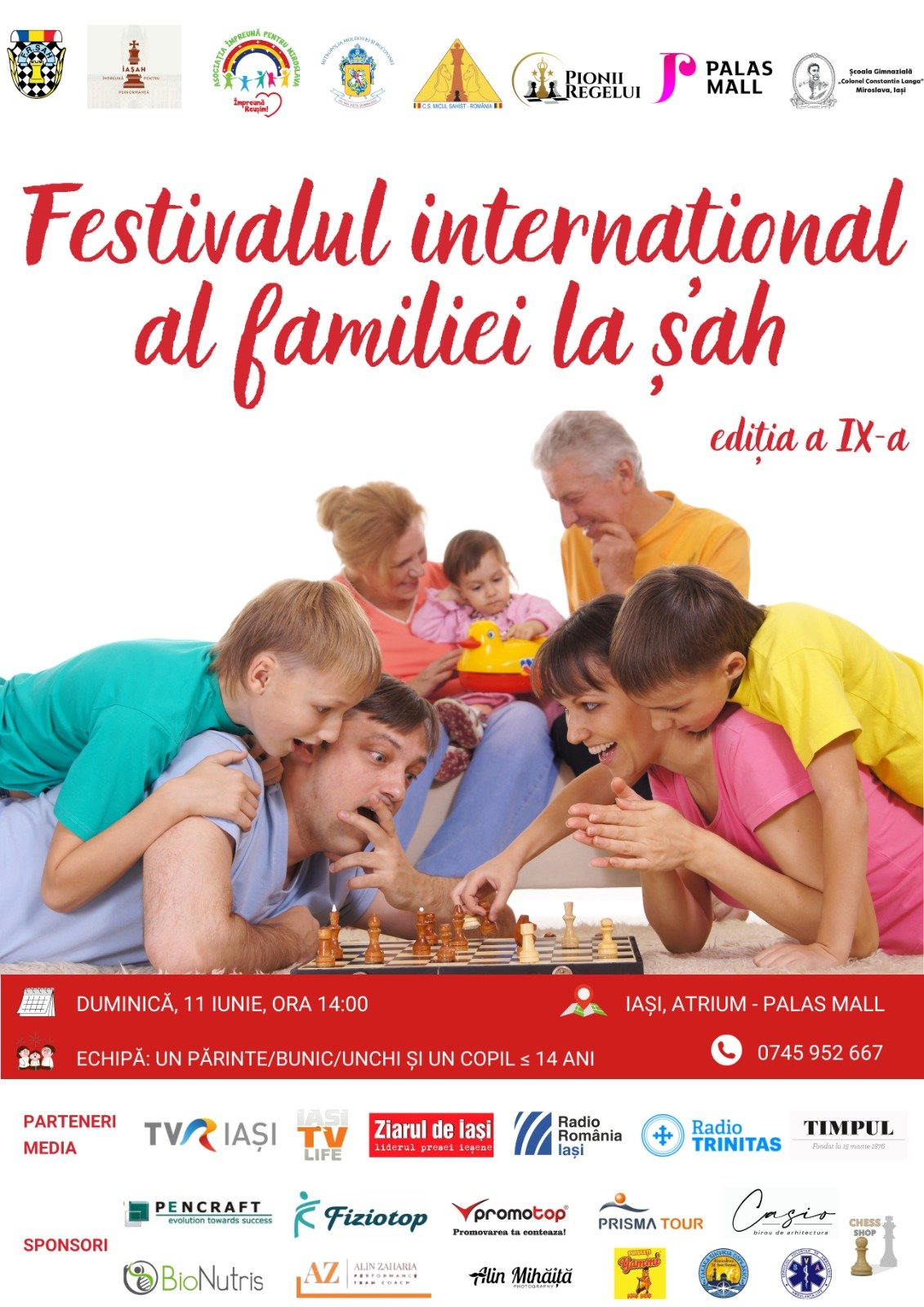  Festivalul internațional al familiei la șah, duminică, 11 iunie, la Palas Mall
