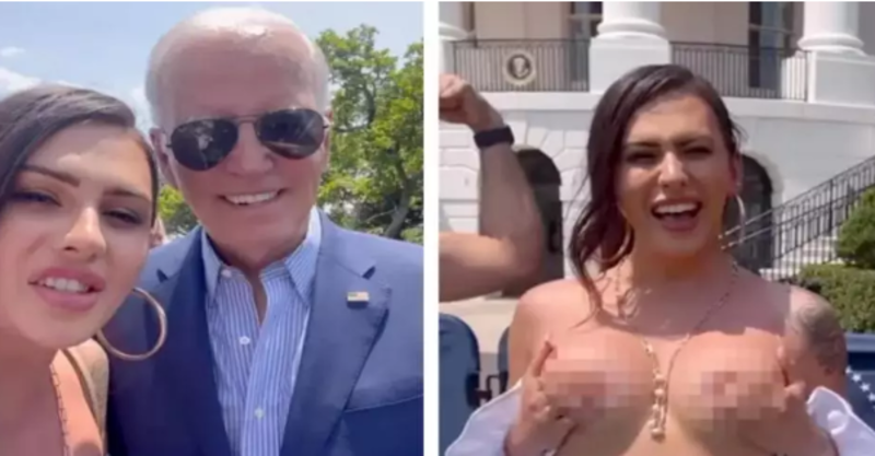  Scandal în SUA! Un model transsexual s-a plimbat topless în fața Casei Albe, după întâlnirea cu Joe Biden