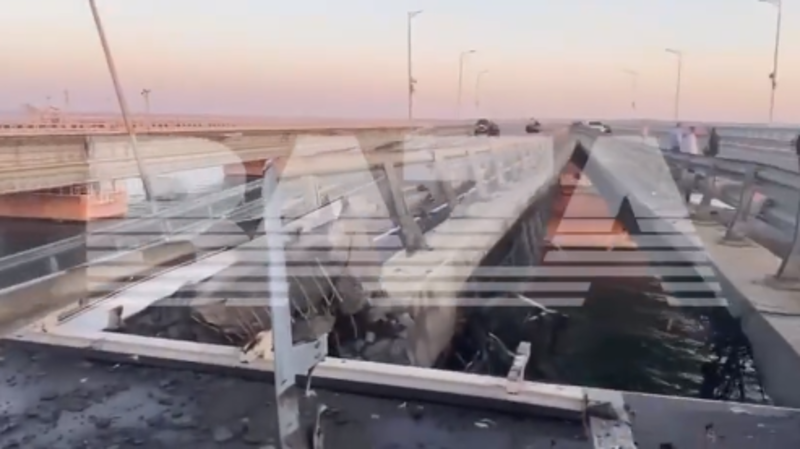  VIDEO Primele imagini cu podul Kerci după atacul de luni dimineață. Operațiune specială a SBU și marinei – presa ucraineană