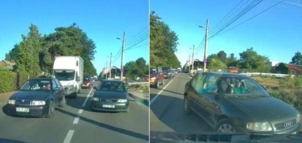  VIDEO Șofer lăsat fără permis deoarece a vrut să fie șmecher. Nu avea chef să stea în coloană