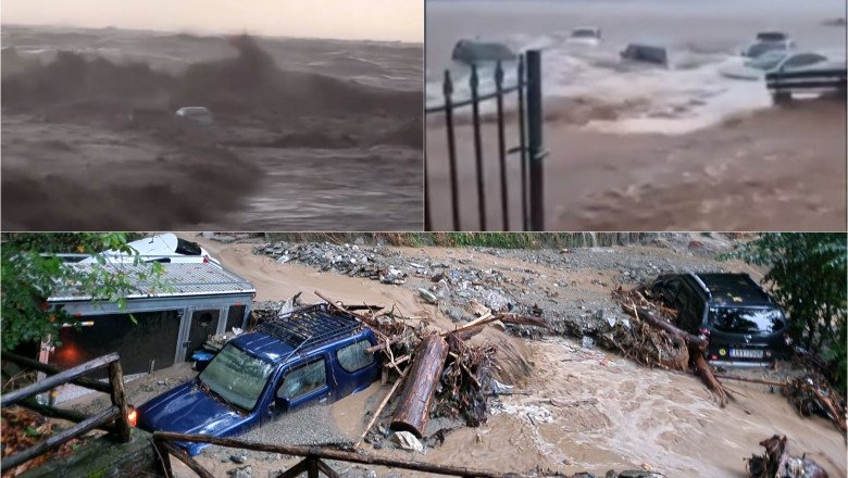  Furtunile violente fac prăpăd în Grecia. Mașinile au fost luate de ape și aruncate în mare