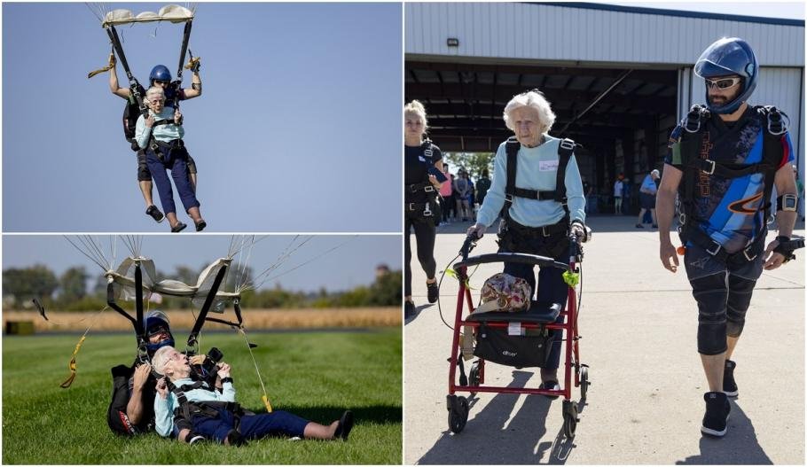  VIDEO A murit femeia din SUA care a sărit cu parașuta la 104 ani că să intre în Cartea Recordurilor