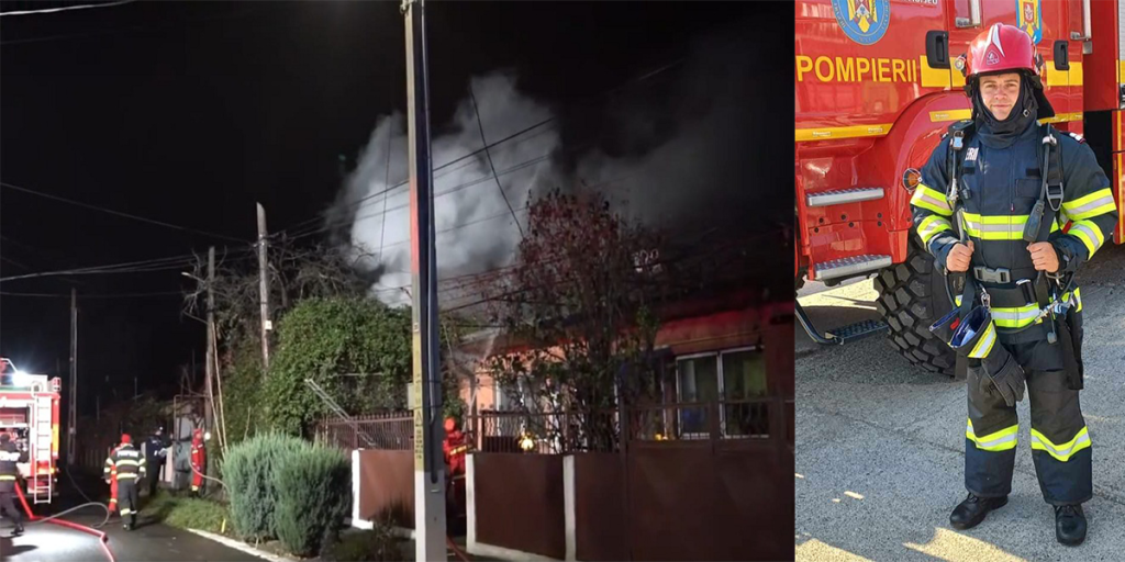  Un bărbat a fost salvat dintr-o cameră cuprinsă de flăcări de un pompier aflat în timpul liber
