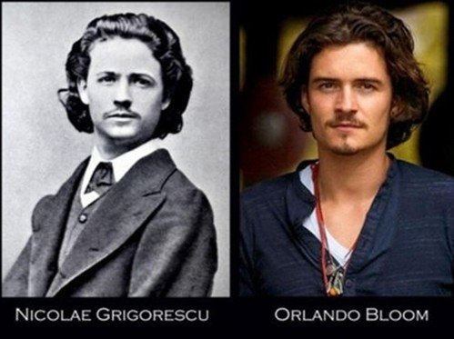  FOTO 10 asemănări inedite între vedete şi personalităţi din trecut. Orlando Bloom, comparat cu un pictor român