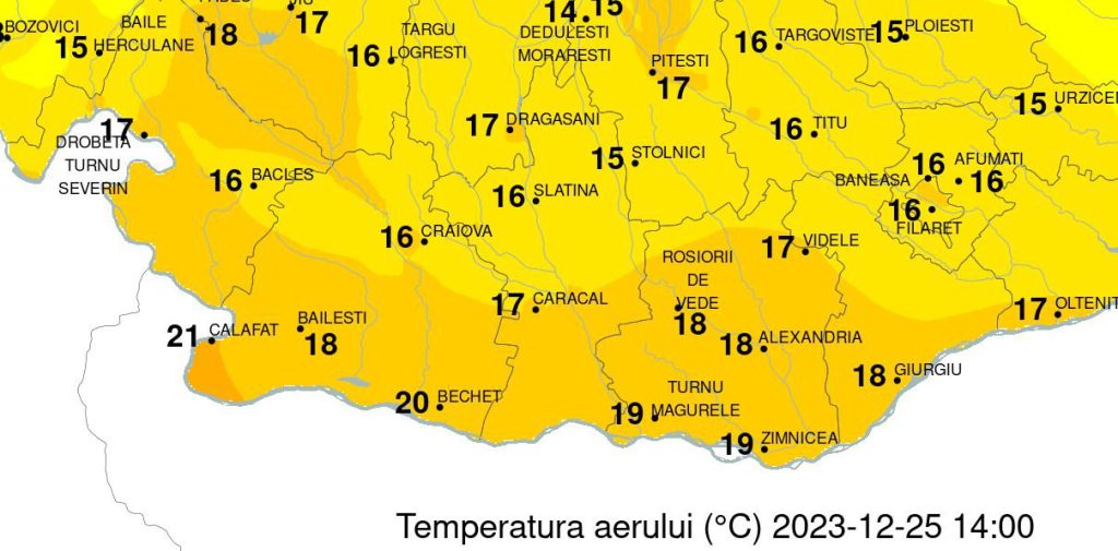  Un Crăciun uimitor de cald. Temperaturile au ajuns luni la 21 de grade în România