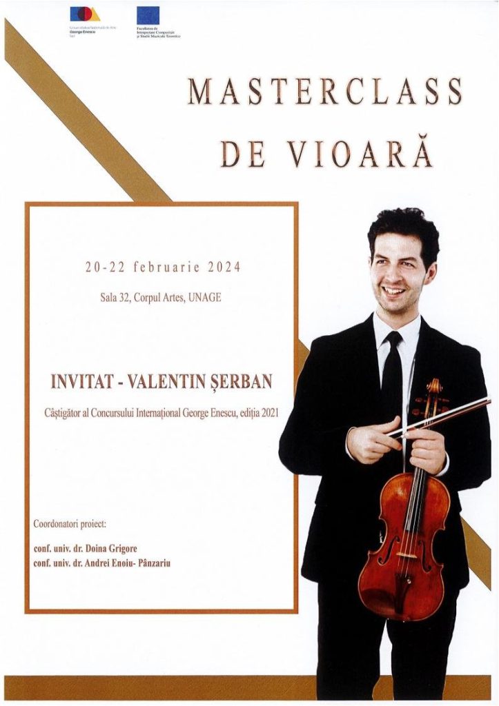  Cunoscutul violonist Valentin Şerban susţine un masterclass la Universitatea de Arte