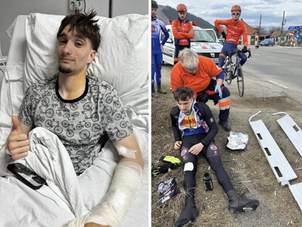  FOTO Fiul lui Eduard Novak, fost ministru al Sportului, lovit de o mașină în timp ce participa la un antrenament cu bicicleta alături de tatăl său