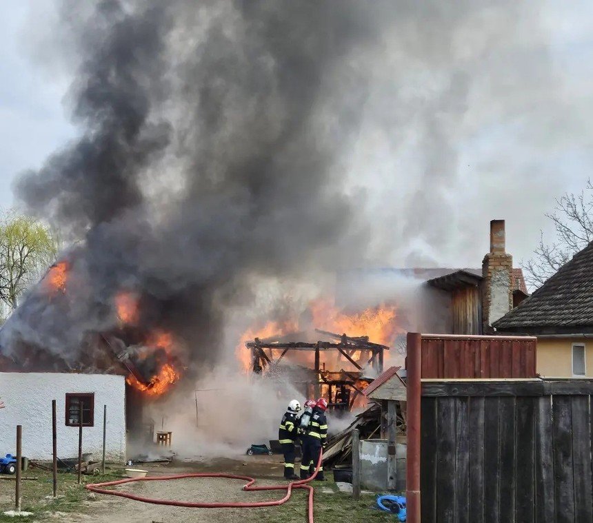  Covasna: Incendiu de amploare, provocat de copii care s-au jucat cu focul. Doi cai au murit