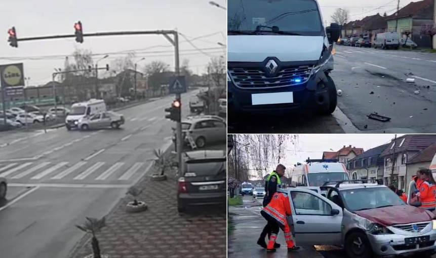  VIDEO O mașină s-a înfipt într-o Ambulanță care a trecut pe roșu, dar avea semnalele acustice în funcțiune