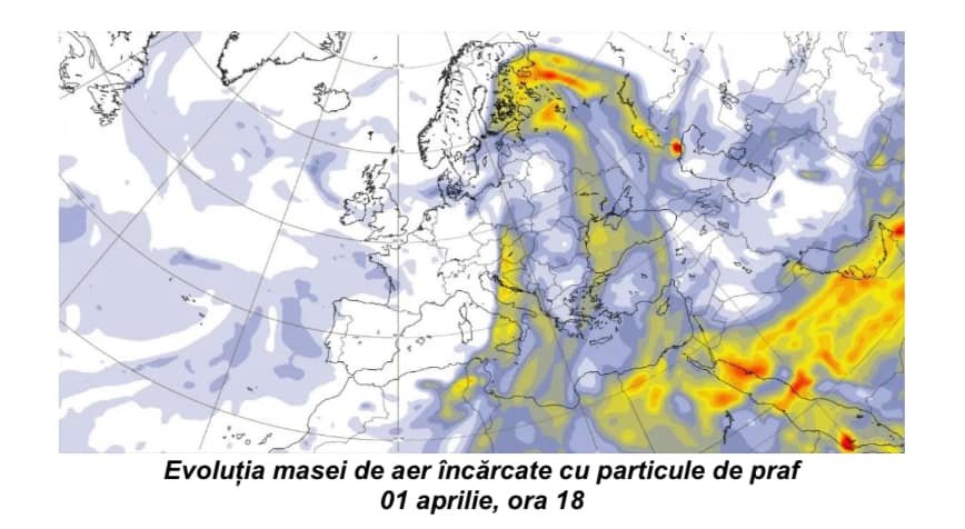  Norul de praf saharian României se menține deasupra României și în primele zile din aprilie