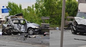 Impact violent între două autoturisme: Tată şi fiu sunt resuscitați