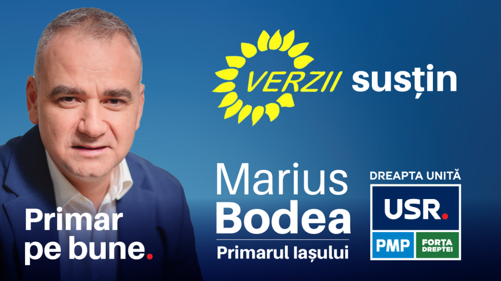  Marius Bodea, candidatul Alianței Dreapta Unită pentru Primăria Iași, este susținut și de Partidul Verde – Verzii (P)